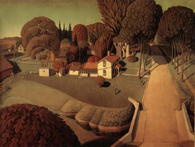 Grant Wood Hoover-s Birthplace Germany oil painting art